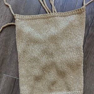Gold Knit Drawstring Bag